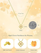 Yimari Heart Clover Necklace Gold Pendant with Birthstone Accent