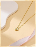 Yimari Heart Clover Necklace Gold Pendant with Birthstone Accent