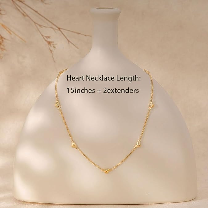 Yimari Minimalist Heart Necklace Gold Pendant Choker Design