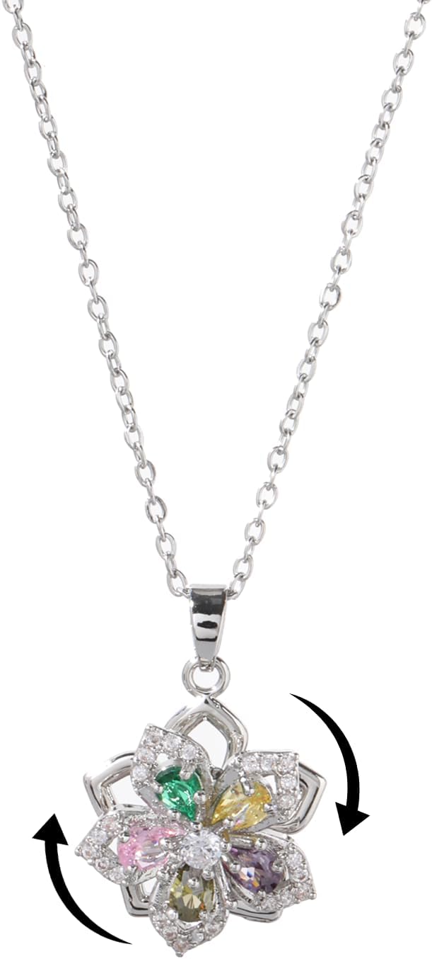 Yimari Flower Spinner Necklace Gold Minimal Pendant Design