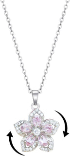 Yimari Flower Spinner Necklace Gold Minimal Pendant Design