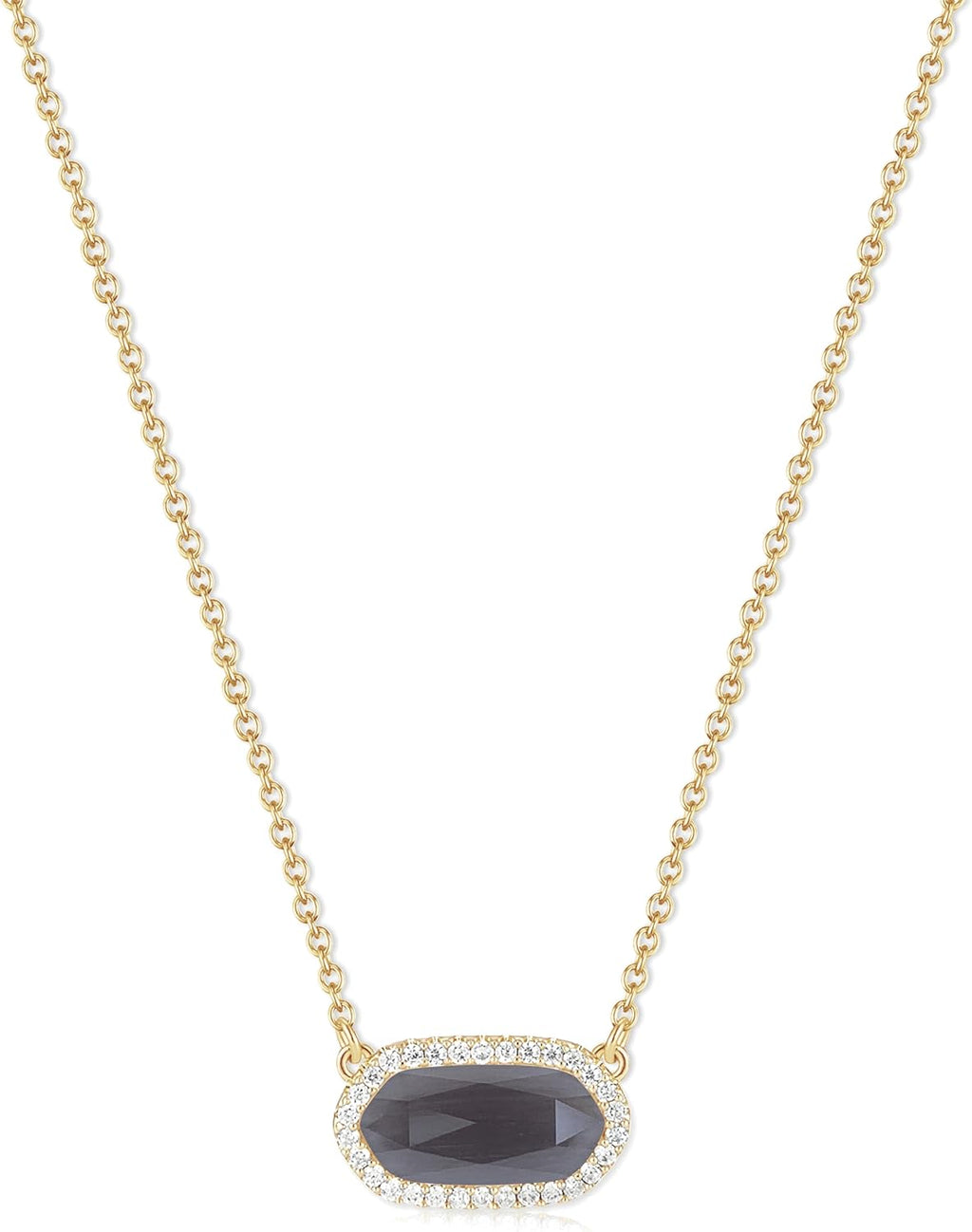 Yimari Natural Stone Pendant Necklace Gold Plated Minimal Design