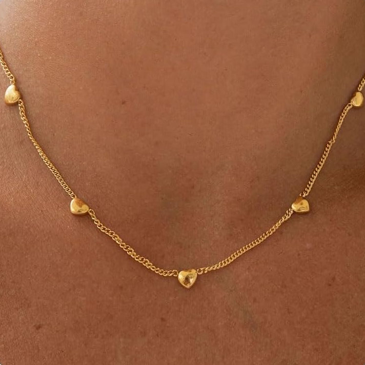 Yimari Minimalist Heart Necklace Gold Pendant Choker Design