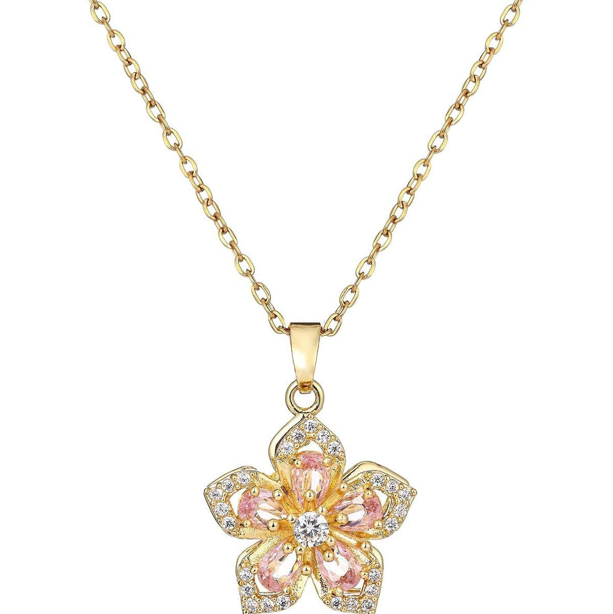 Yimari Flower Spinner Necklace Gold Minimal Pendant Design