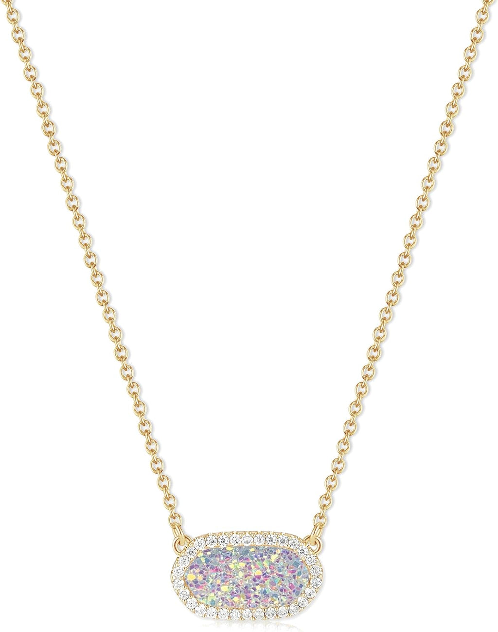Yimari Natural Stone Pendant Necklace Gold Plated Minimal Design