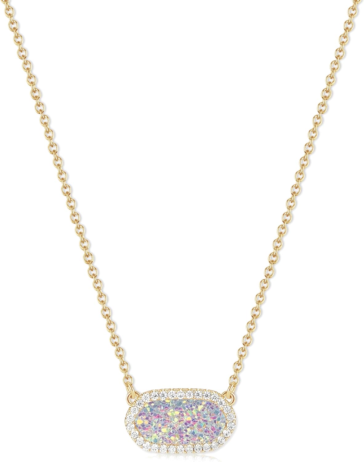 Yimari Natural Stone Pendant Necklace Gold Plated Minimal Design