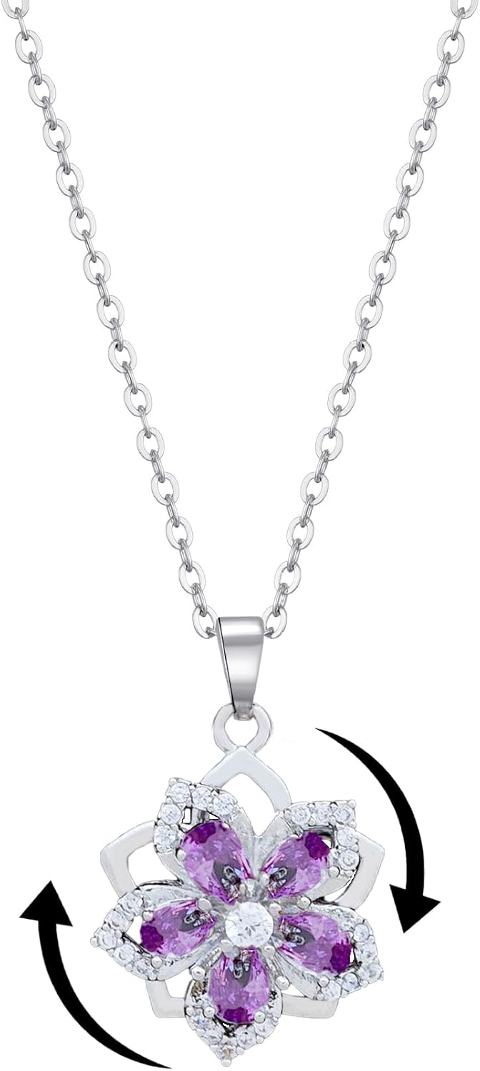 Yimari Flower Spinner Necklace Gold Minimal Pendant Design