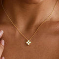 Yimari Heart Clover Necklace Gold Pendant with Birthstone Accent