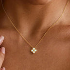 Yimari Heart Clover Necklace Gold Pendant with Birthstone Accent