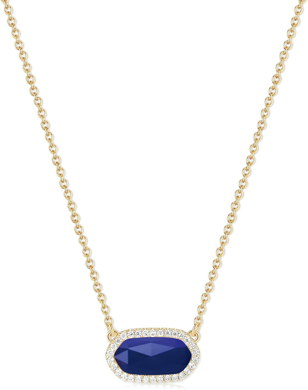 Yimari Natural Stone Pendant Necklace Gold Plated Minimal Design