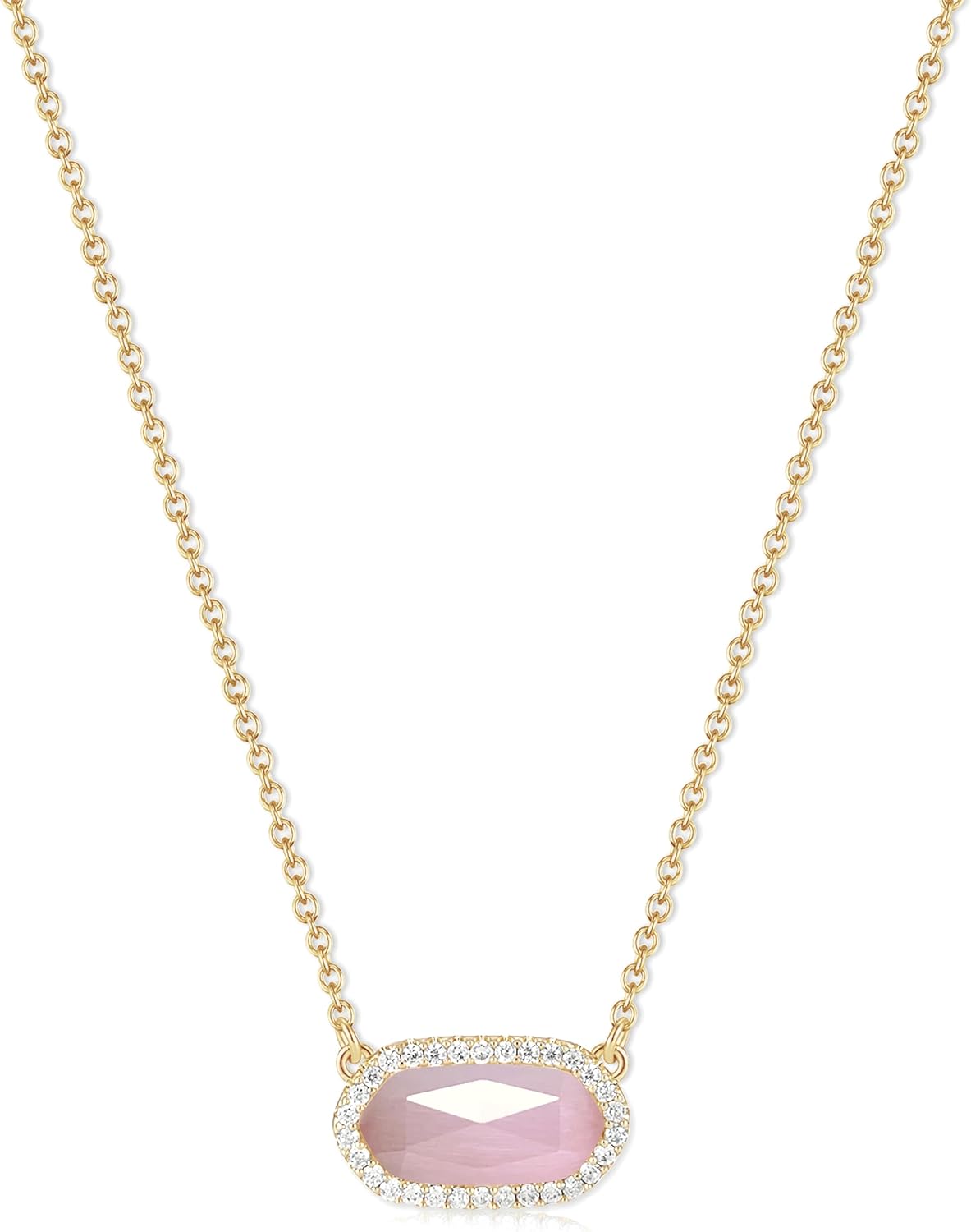 Yimari Natural Stone Pendant Necklace Gold Plated Minimal Design