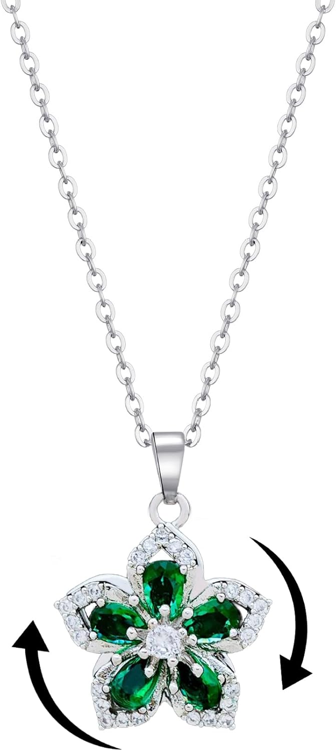 Yimari Flower Spinner Necklace Gold Minimal Pendant Design
