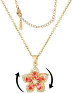 Yimari Flower Spinner Necklace Gold Minimal Pendant Design