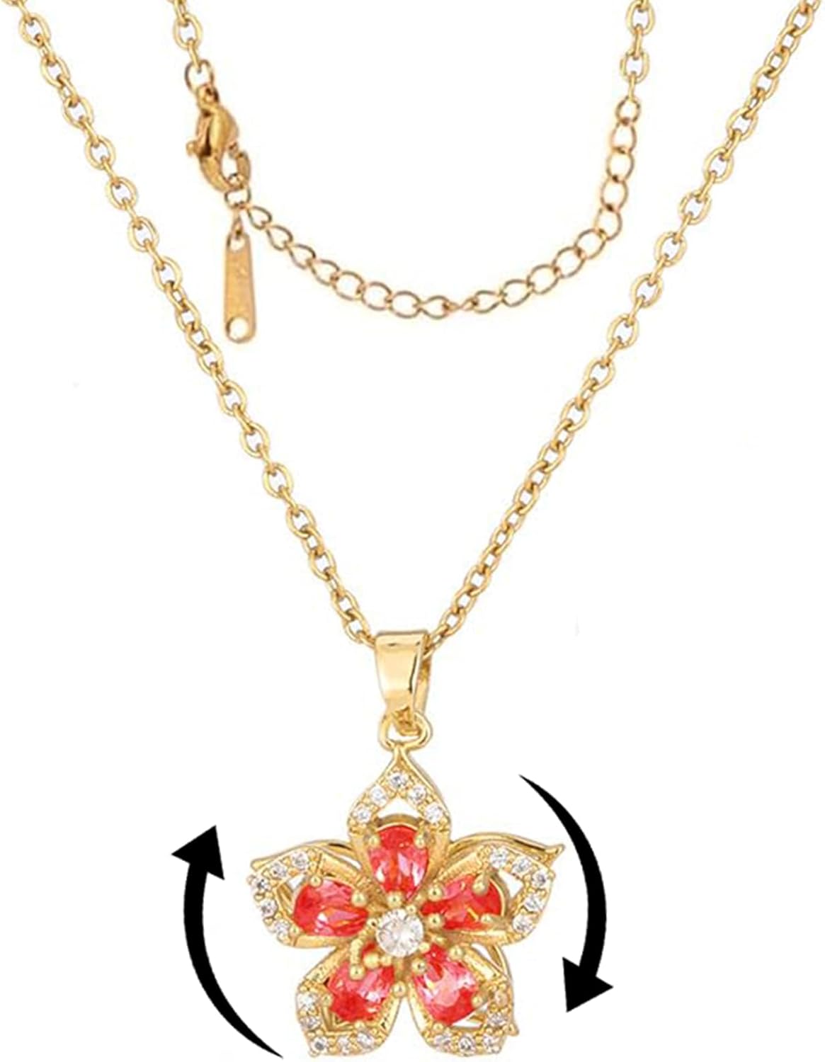 Yimari Flower Spinner Necklace Gold Minimal Pendant Design