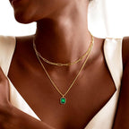Yimari Birthstone Necklace Gold Layered Paperclip Chain Pendant