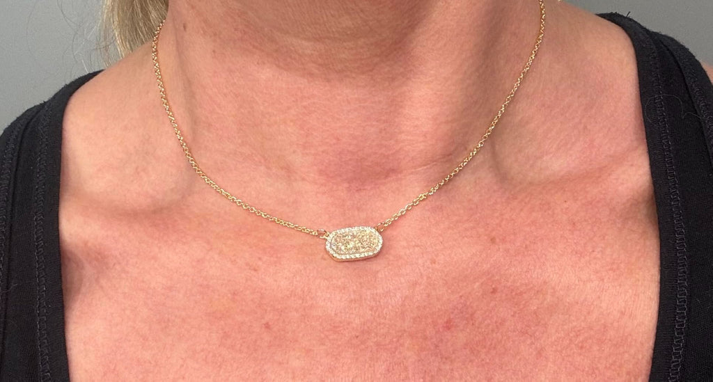 Yimari Natural Stone Pendant Necklace Gold Plated Minimal Design
